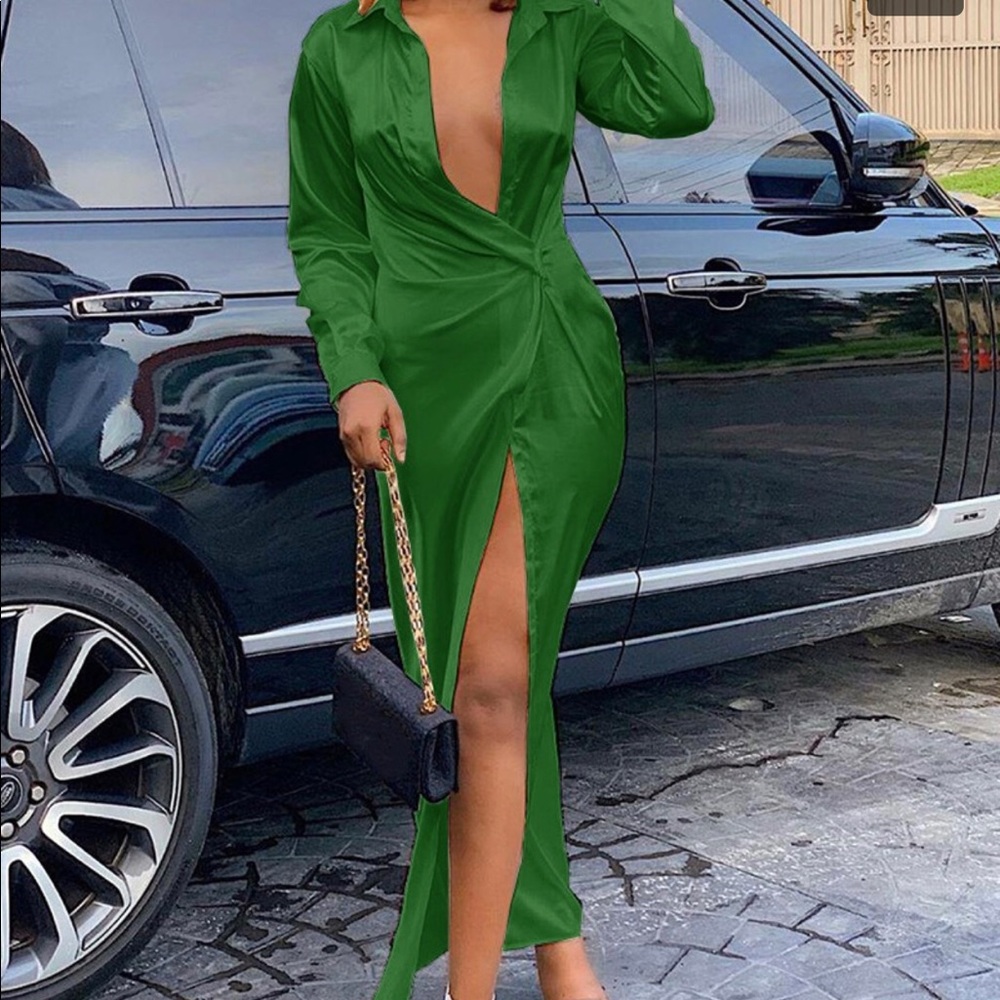 Satin Green Dress